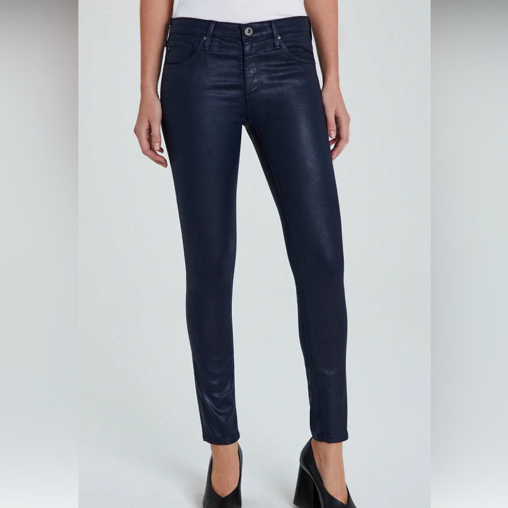 AG Jeans Leatherette Super Skinny Legging Ankle Jeans In Rich Black Size 27R